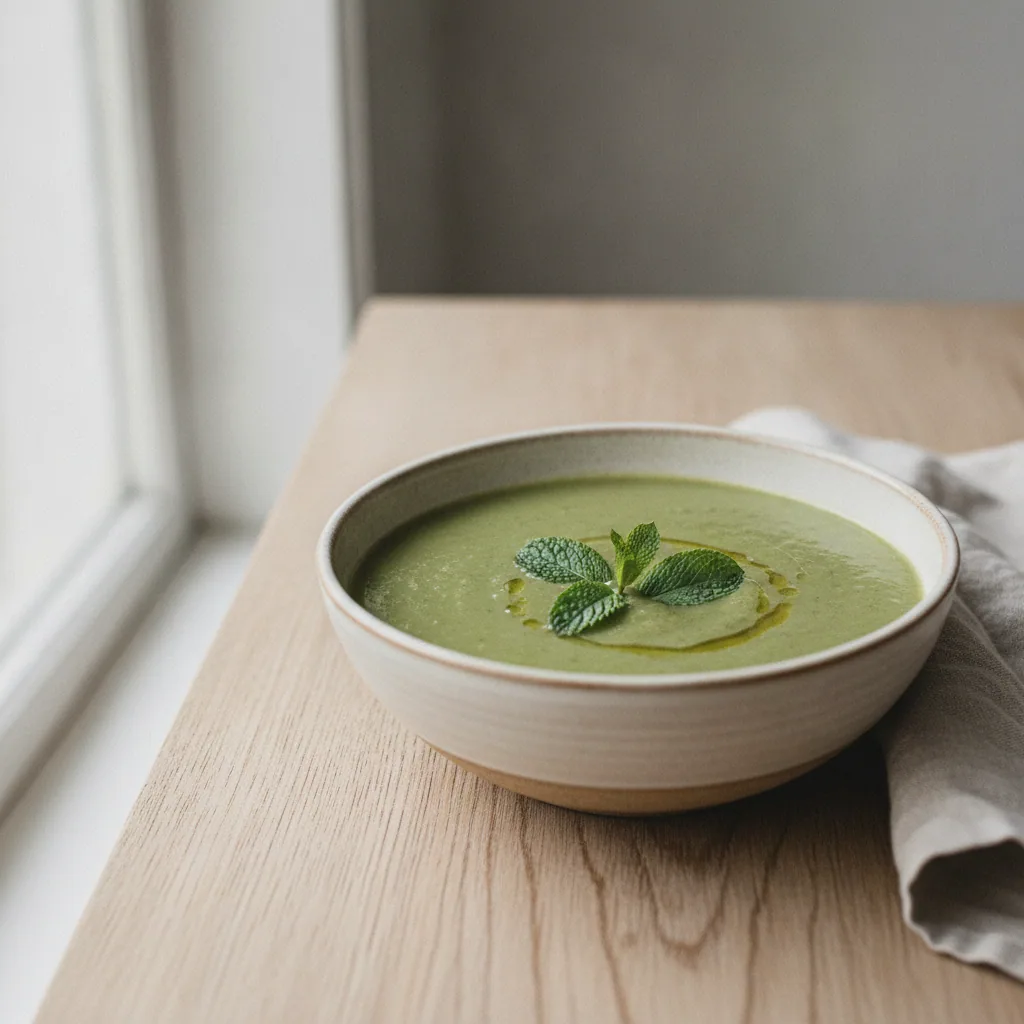 Sopa de ervilha com hortelã