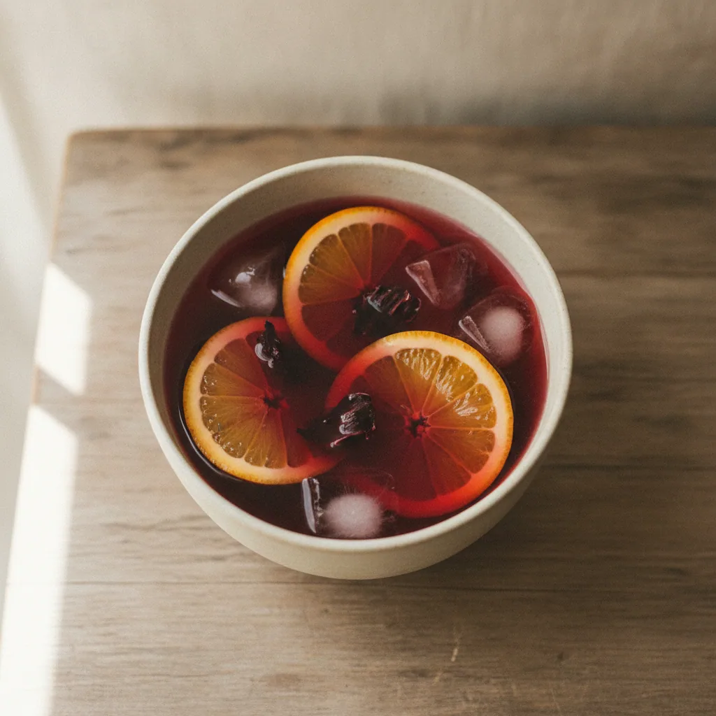 Chá gelado de hibisco com laranja