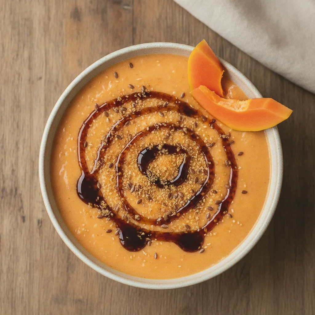 Vitamina de mamão com aveia e linhaça