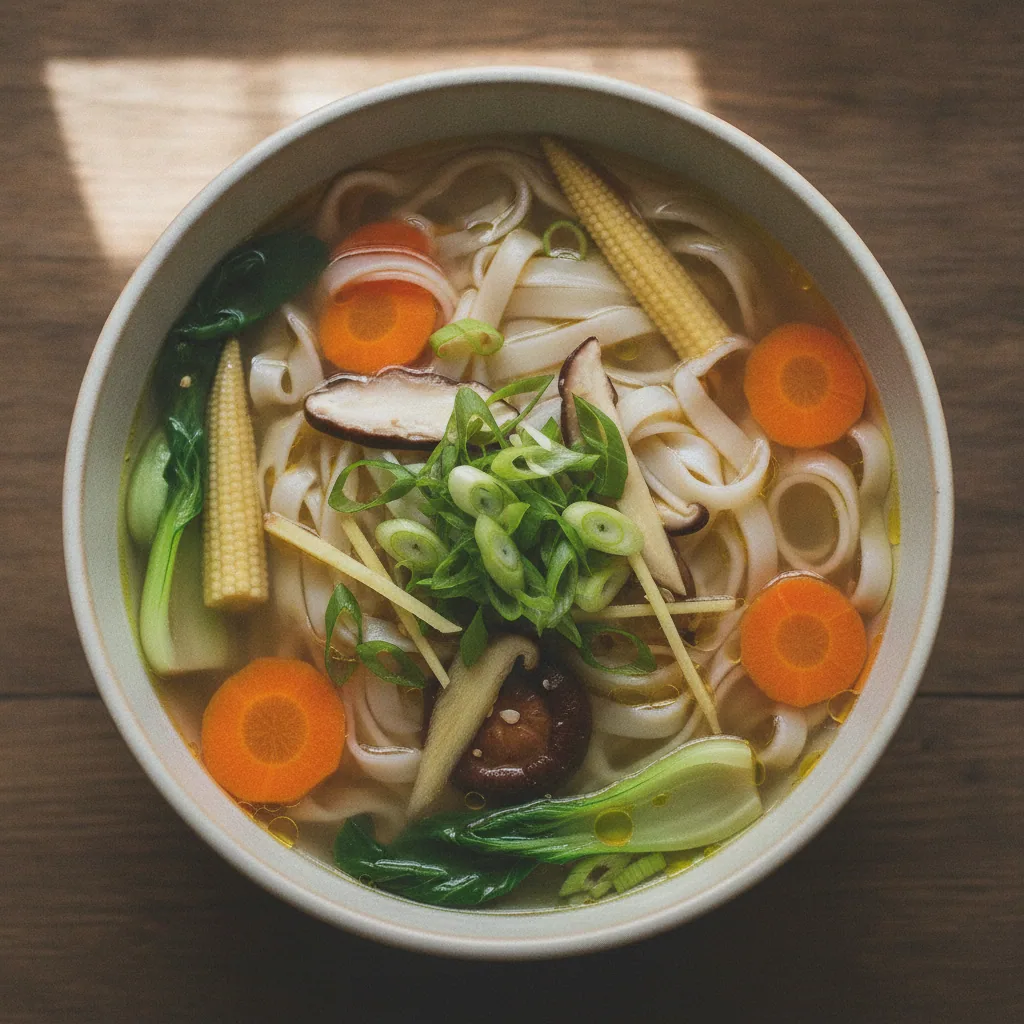 Sopa de macarrão com legumes e gengibre