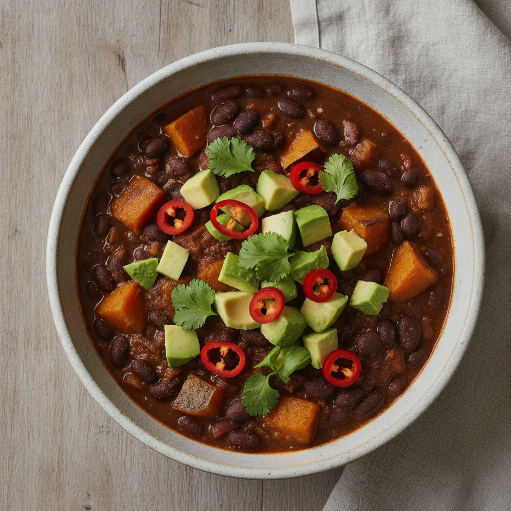 Chili de feijão preto com abóbora