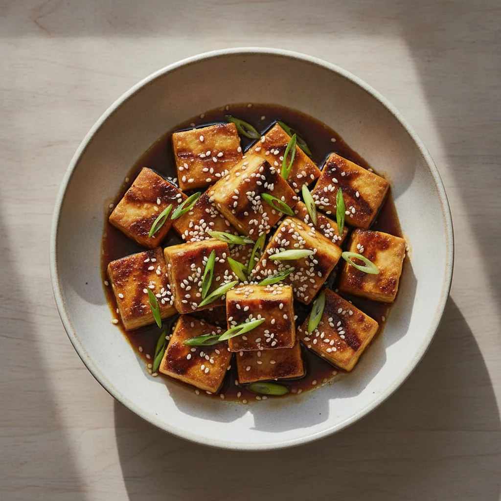 Tofu grelhado ao molho agridoce de laranja