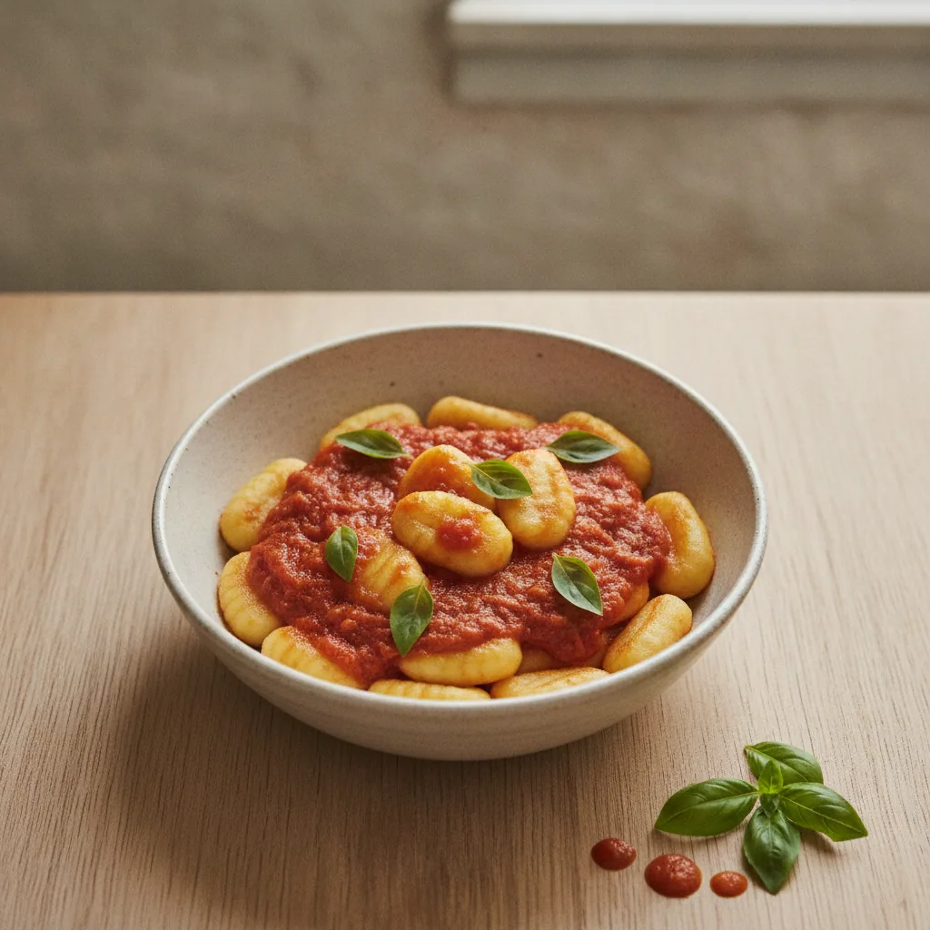 Nhoque de mandioquinha ao molho de tomate fresco