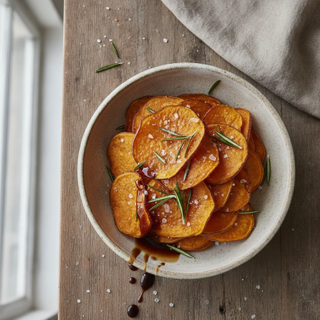 Chips de batata-doce assados com alecrim