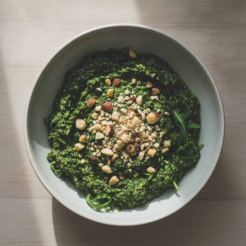 Pesto de rúcula e castanha-do-pará