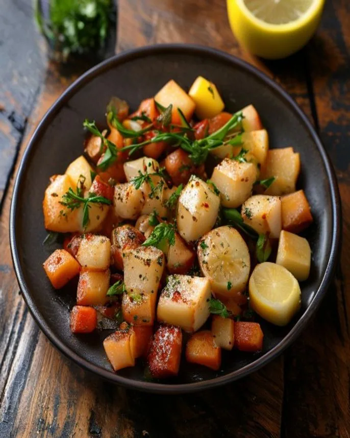 Espetinho de tofu defumado e legumes na chapa