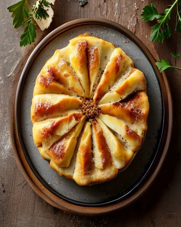 Torta folhada de alho-poró e queijo de castanha