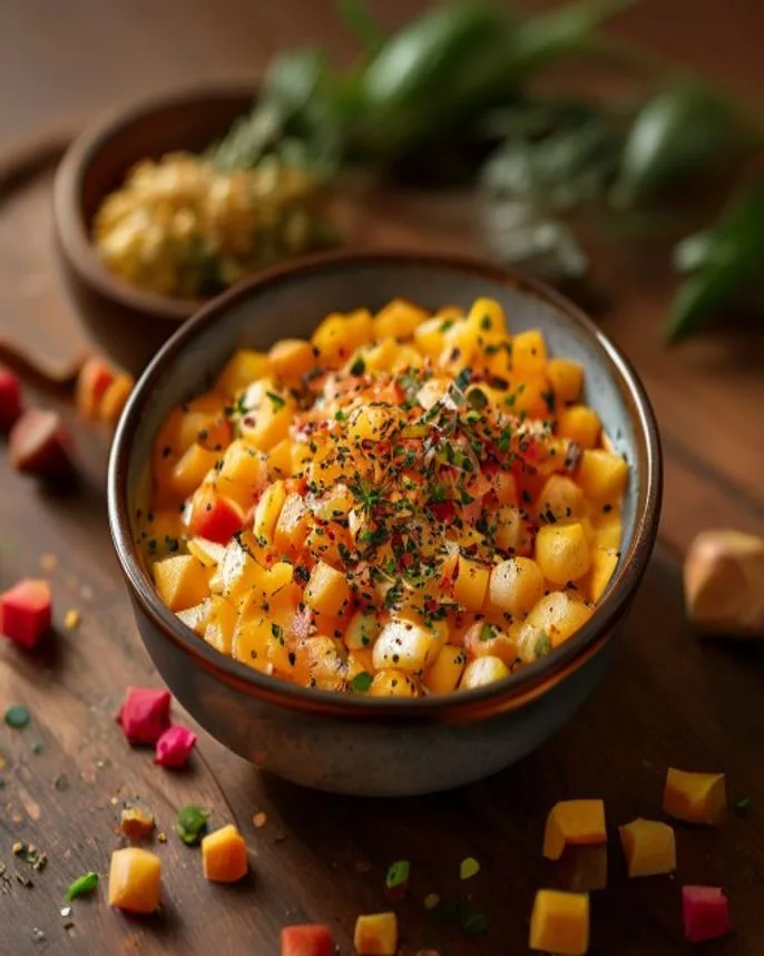 Bowl de milho e abóbora assada com pimenta