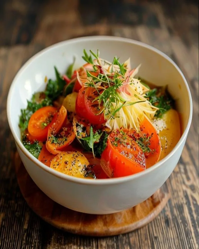 Bowl de couve-flor dourada com tomate confitado