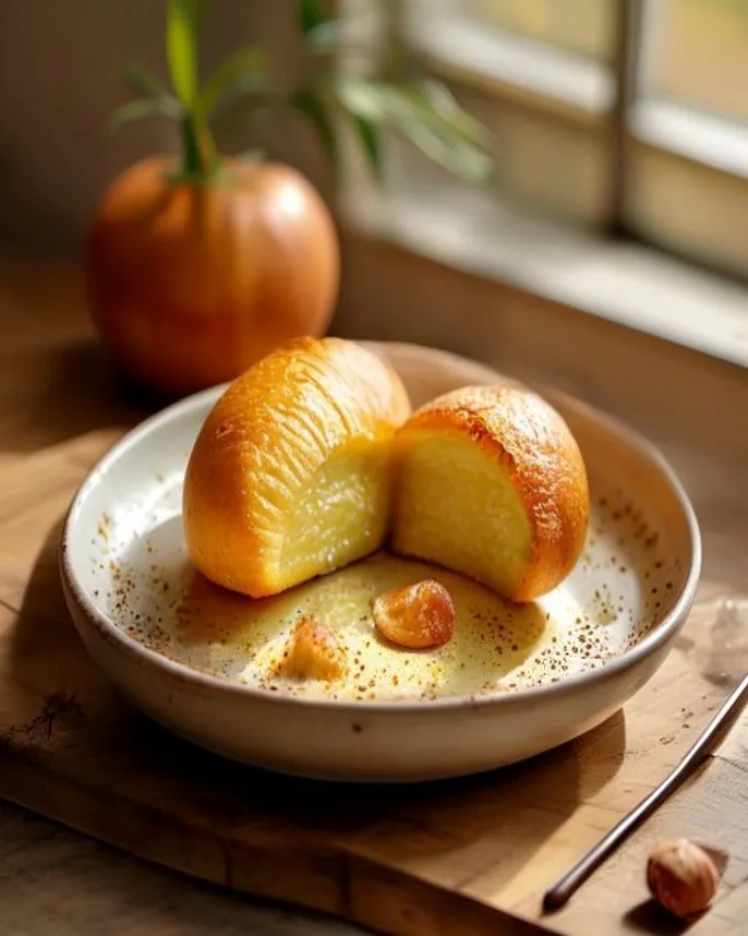 Pão de batata recheado com pasta de castanha