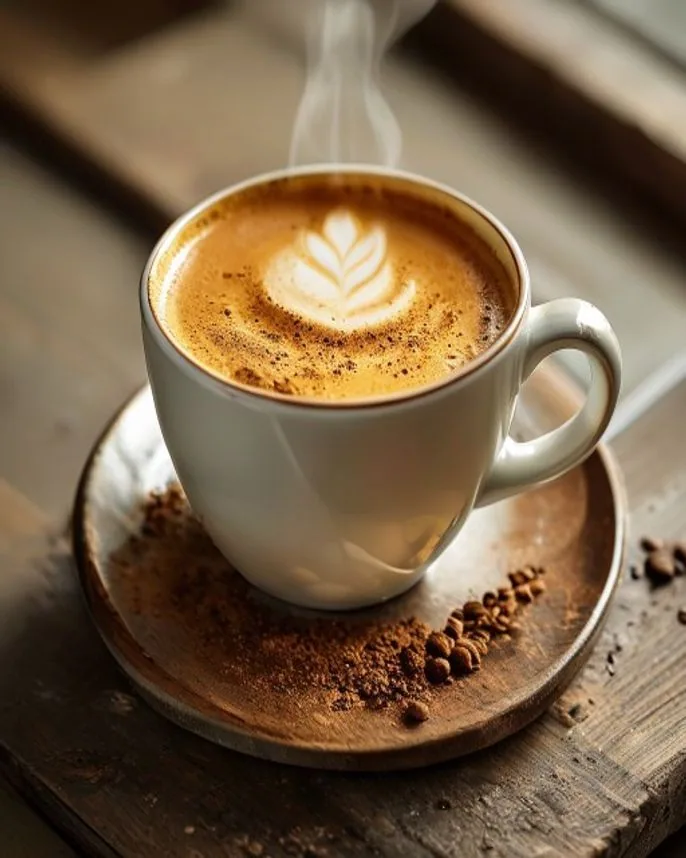 Café especiado com leite vaporizado e canela