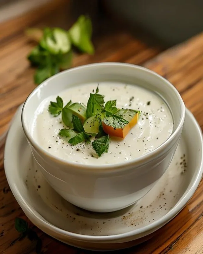 Molho de iogurte vegetal com pepino e endro