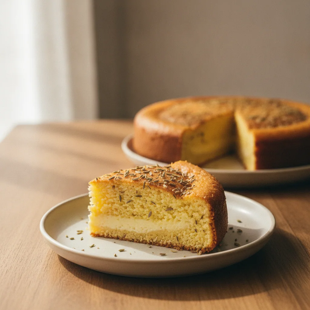 Bolo de fuba cremoso com erva-doce de liquidificador