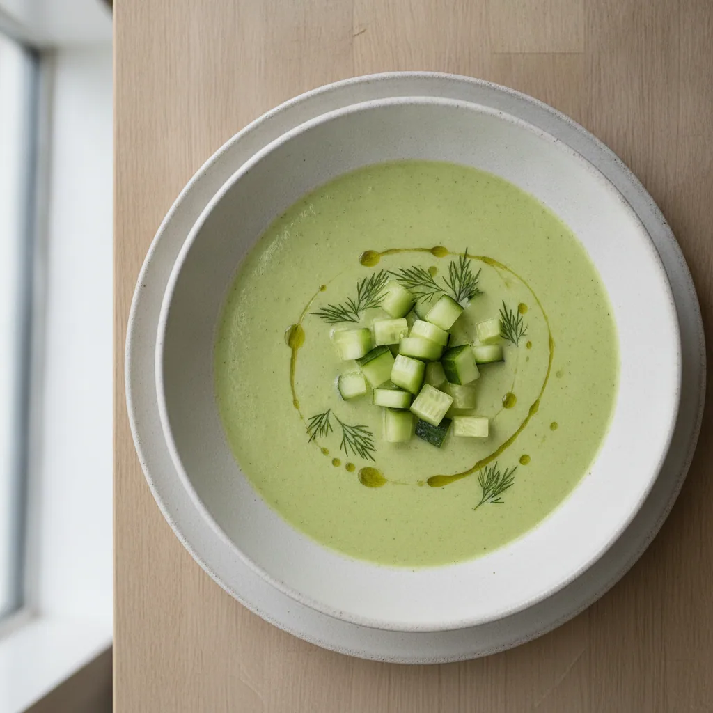 Sopa fria de abacate com pepino e limão