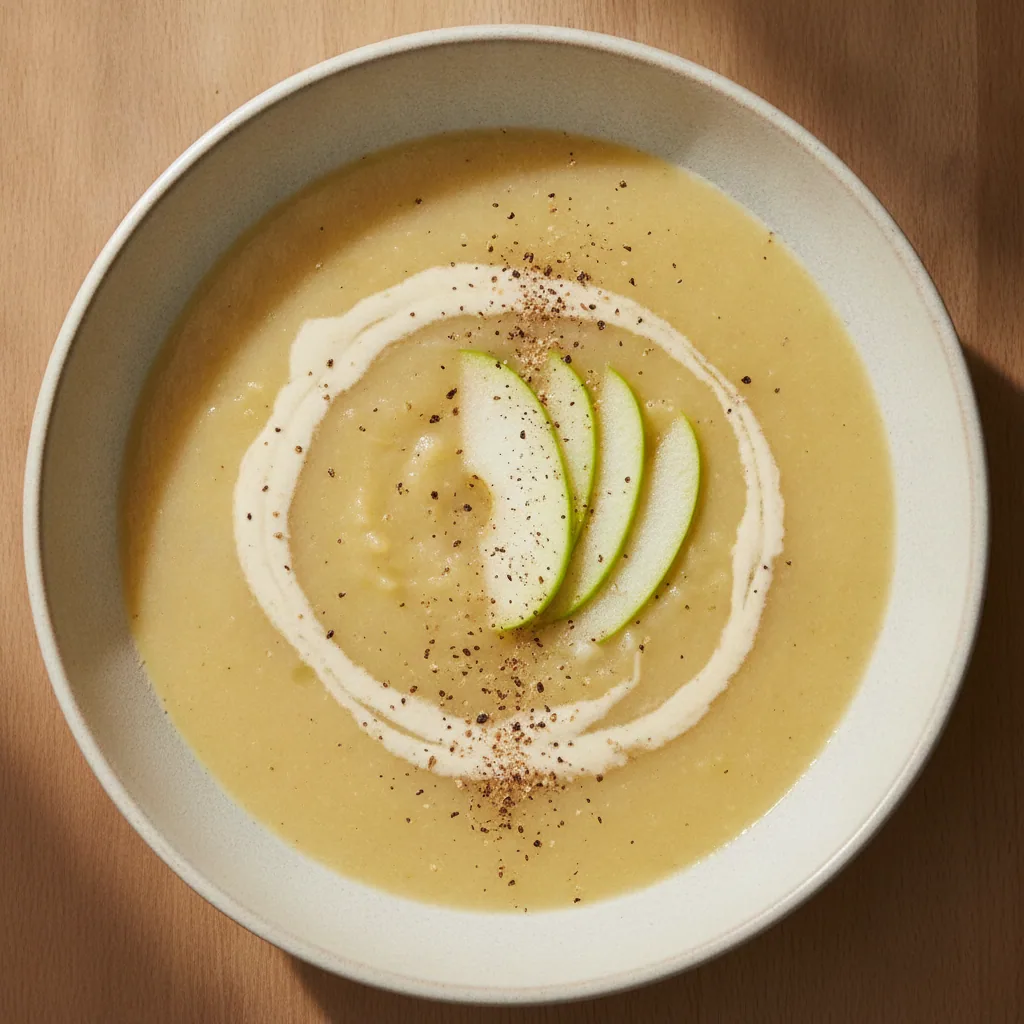 Sopa de nabo e maca verde com noz-moscada