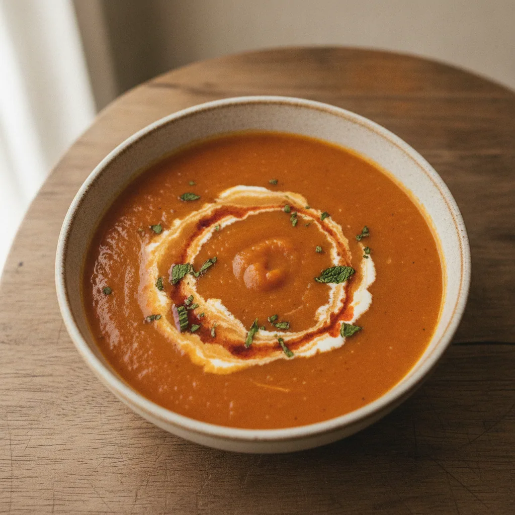 Sopa turca de lentilha vermelha com hortela e páprica