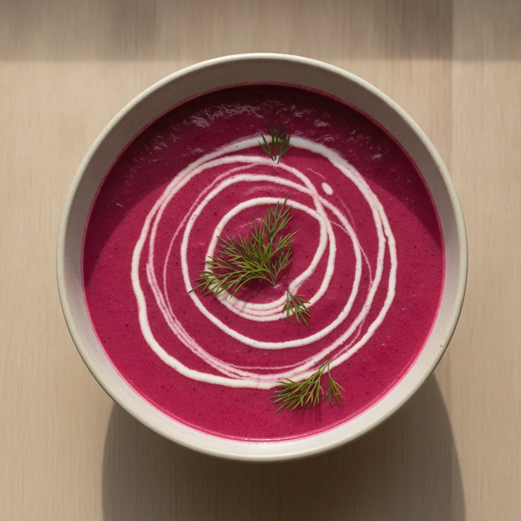 Creme de beterraba assada com maca e endro