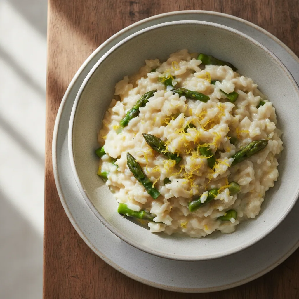 Risoto de aspargos com limão siciliano