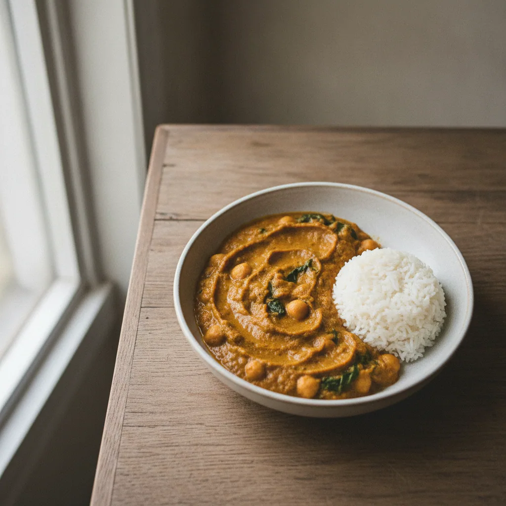 Curry de grão-de-bico e espinafre ao estilo indiano