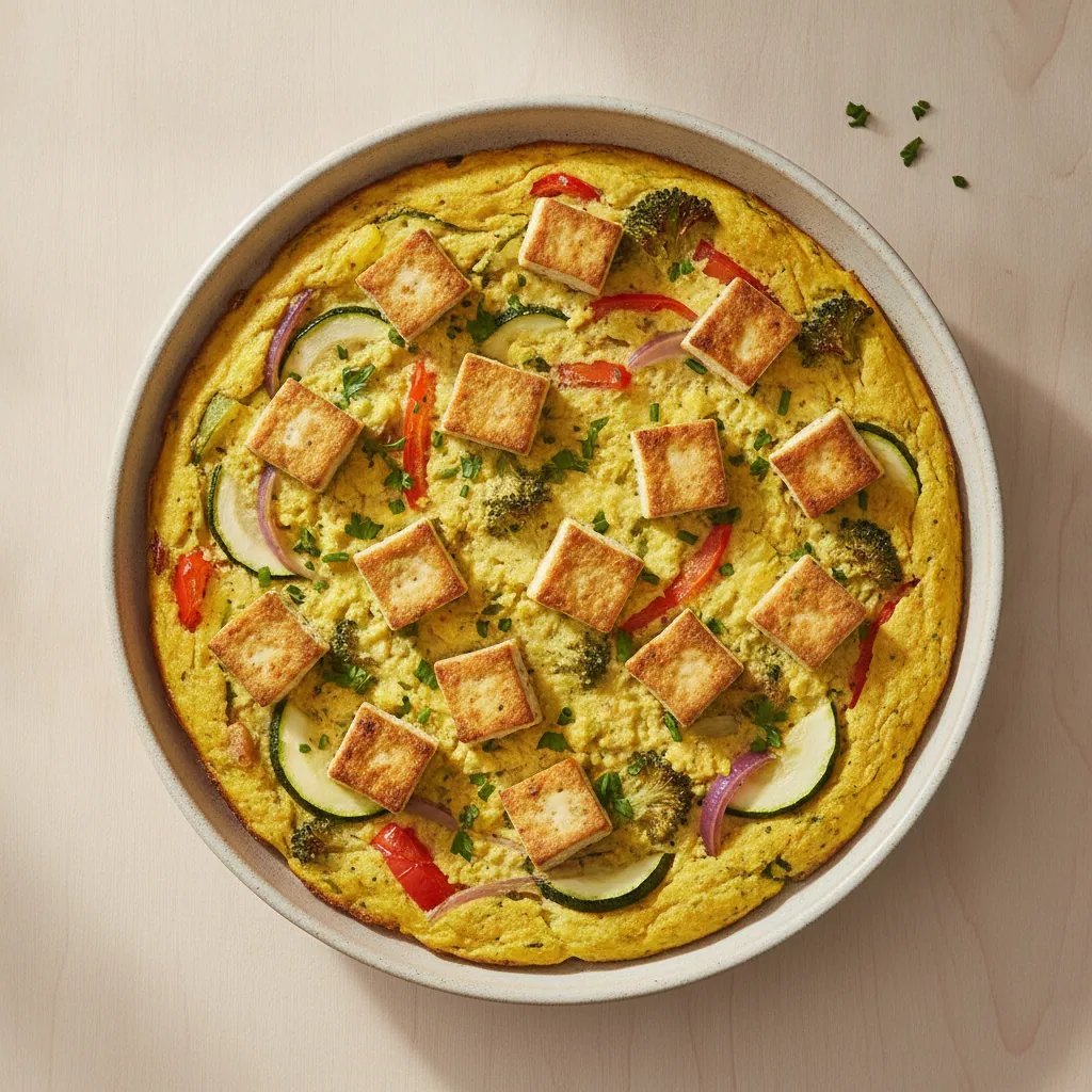 Omelete de forno de grão-de-bico com legumes