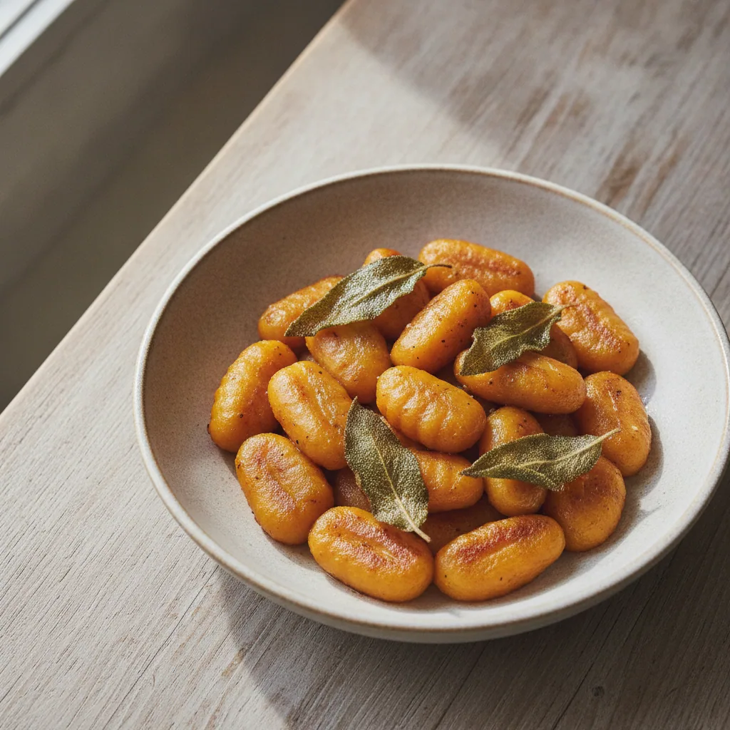 Gnocchi de abóbora ao sálvia e manteiga
