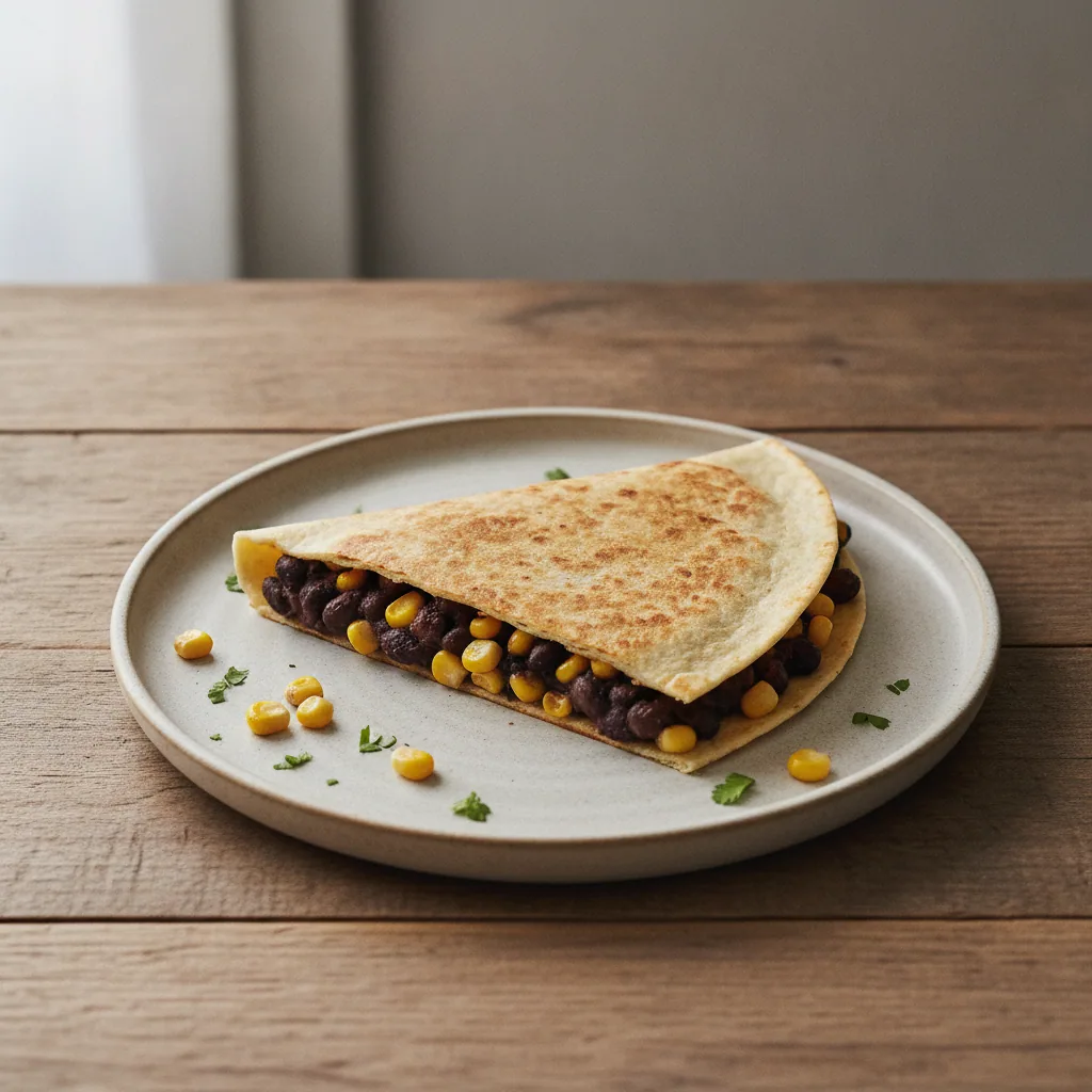 Quesadilla de feijão preto e milho