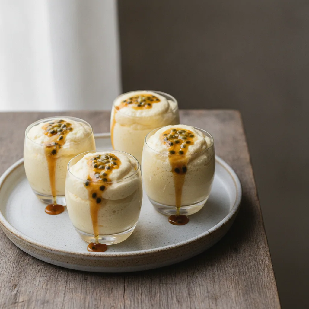Mousse de maracujá com aquafaba