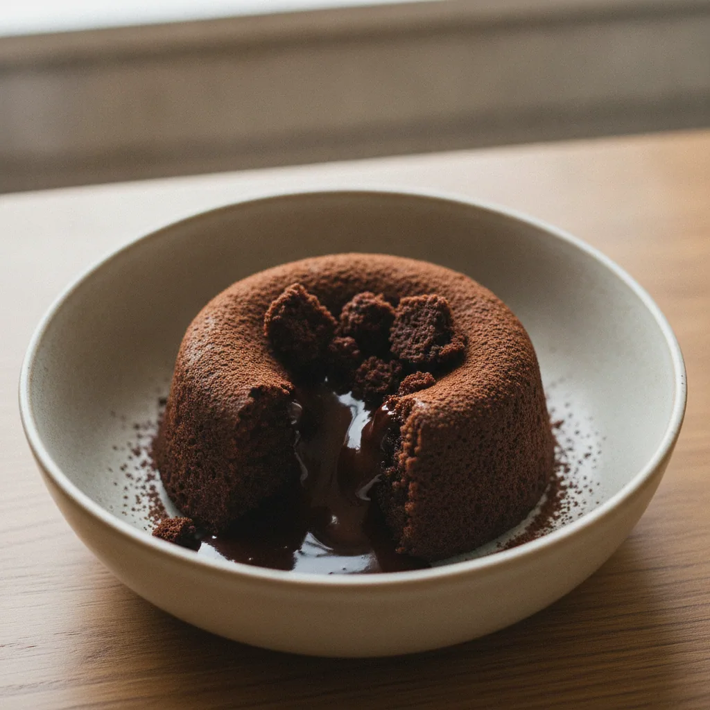 Bolo vulcão de chocolate com centro cremoso