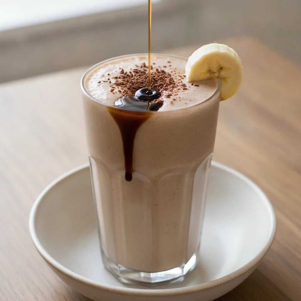 Smoothie de banana, cacau e pasta de amendoim