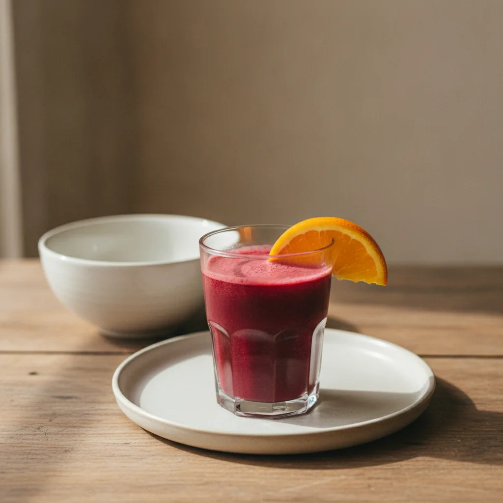 Suco funcional de beterraba, laranja e gengibre