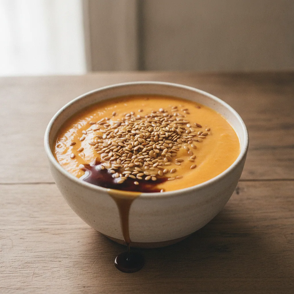 Vitamina de mamão com semente de linhaça e gengibre