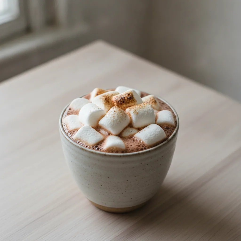 Chocolate quente cremoso de amendoim e cacau