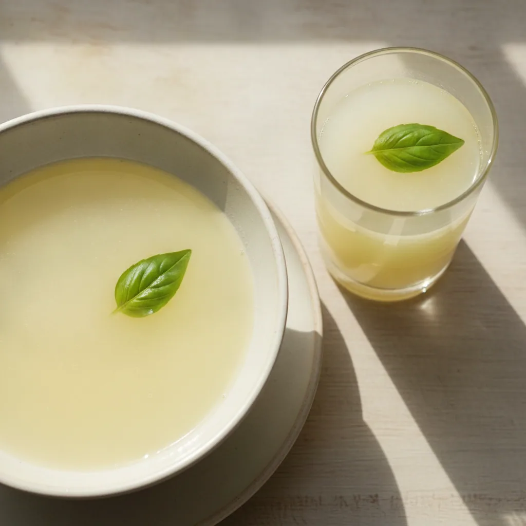 Suco de melão com manjericão e limão