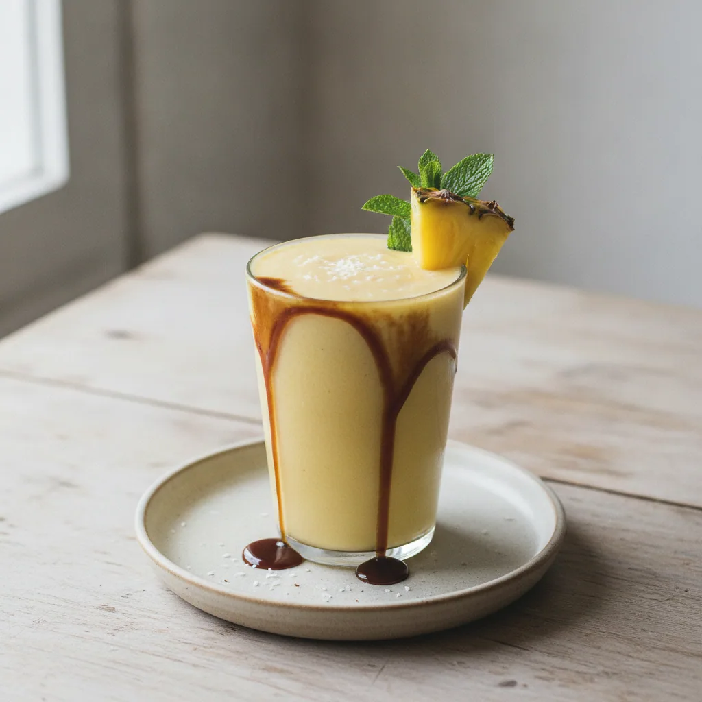 Smoothie tropical de abacaxi, coco e hortelã