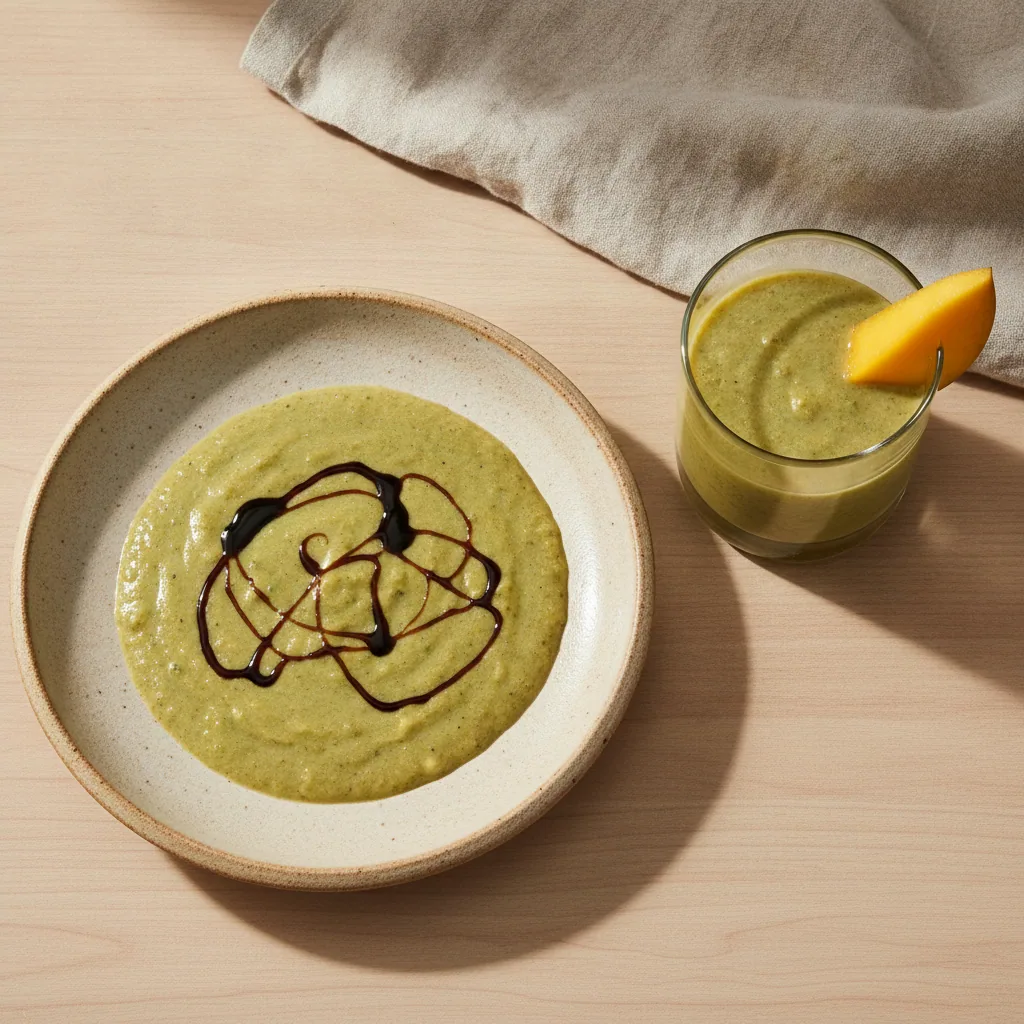 Vitamina verde de espinafre, banana e manga