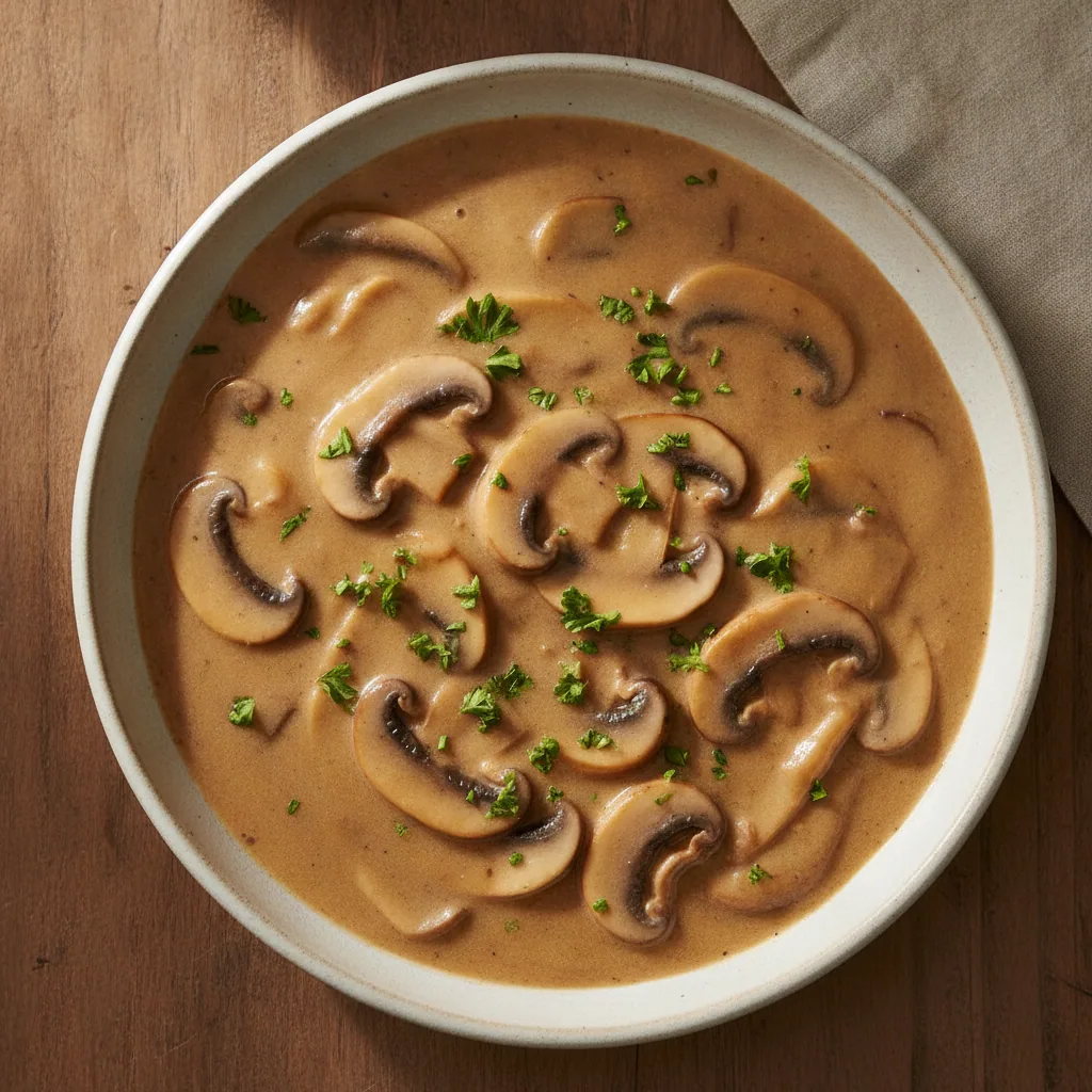 Molho cremoso de cogumelo e vinho branco
