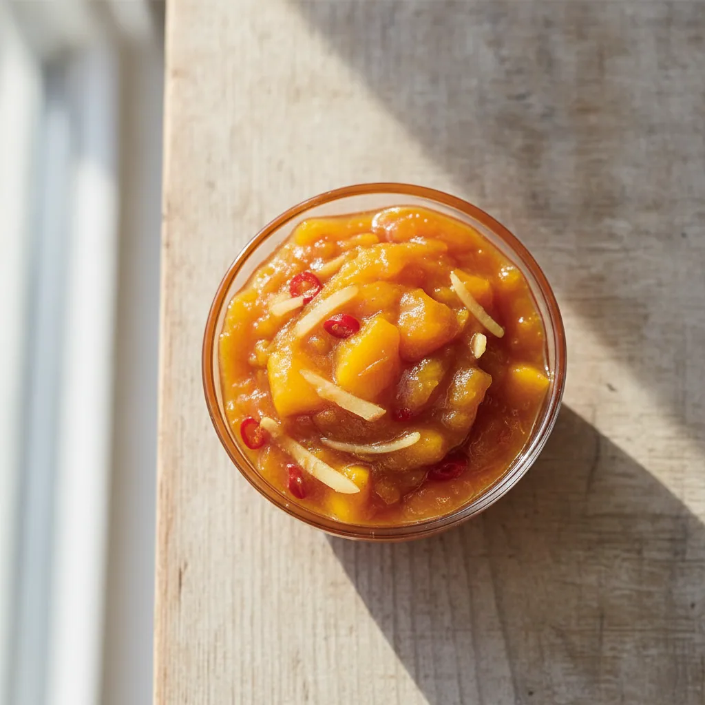 Chutney de manga com gengibre e pimenta