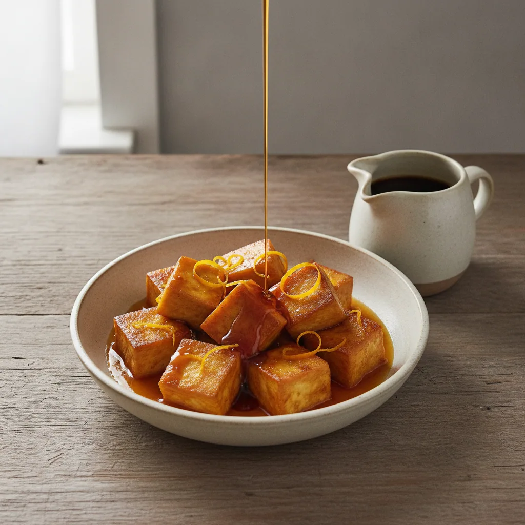 Molho agridoce de laranja e shoyu para tofu