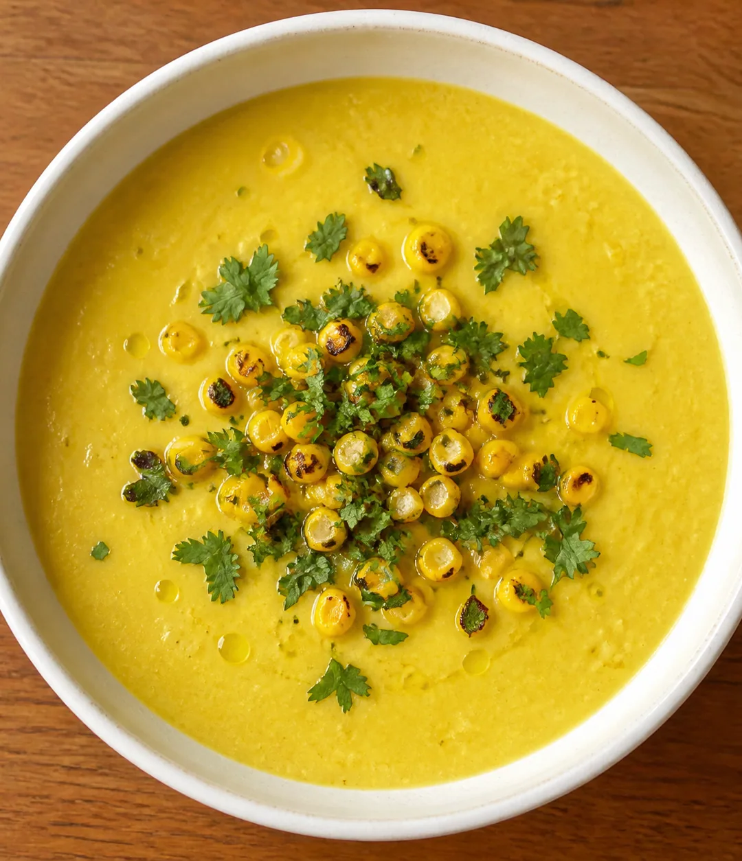 Caldo de milho assado com coentro e limão