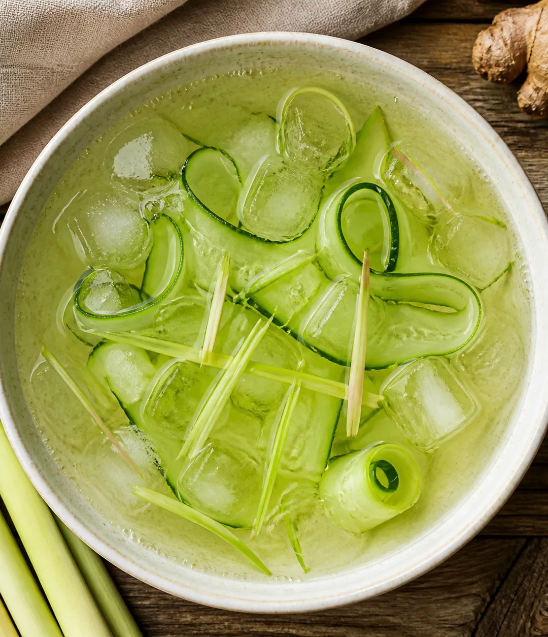 Limonada de pepino, capim-limão e gengibre