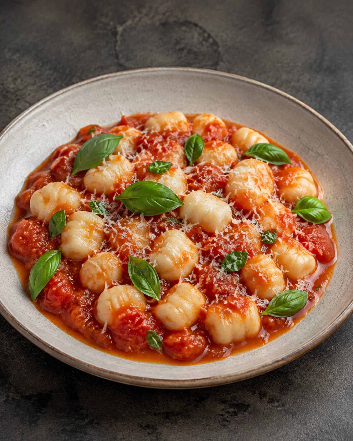 Gnocchi de ricota fresca com molho rústico de tomate e manjericão fresco