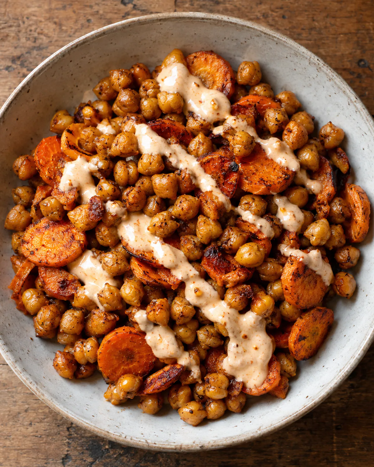 Salada de grão-de-bico tostado com cenoura e harissa