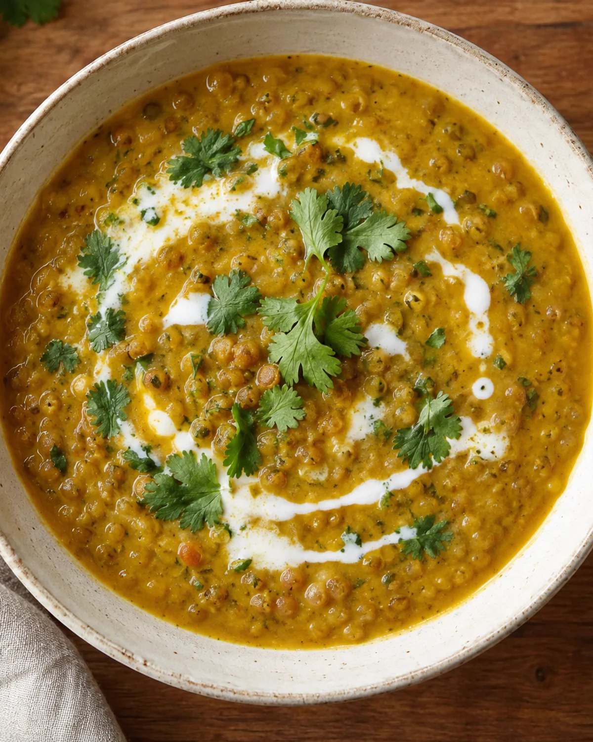 Sopa de lentilha com leite de coco e curry